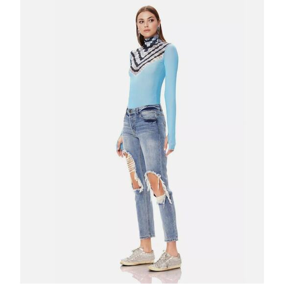 AFRM Jeans Cyrus Super High Rise Crop, Sinner Wash Size 25 NWOT - Picture 1 of 11